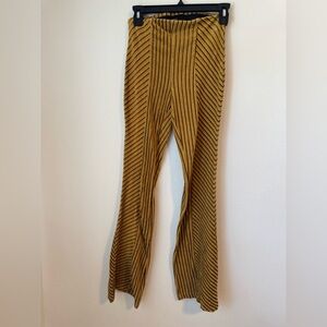 Free People Striped Mustard and Brown Flare Pants